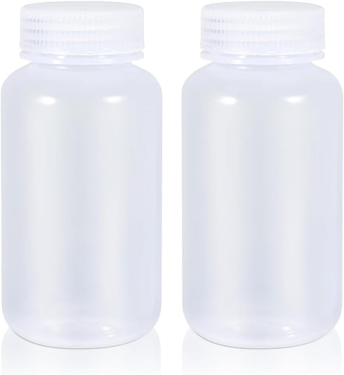 8.4 oz Wide Mouth Lab Reagent Bottle, Laboratory Grade Chemical Container, Sealed Leak-proof Clear PP Bottle, 2 Pcs
