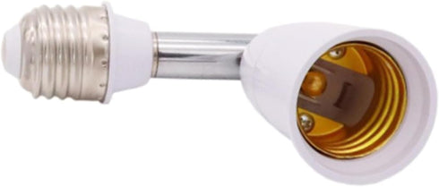 1Pc White E26/E27 Light Bulb Socket Extender Adapter, 180 Degree Bendable Light Fixture Converter