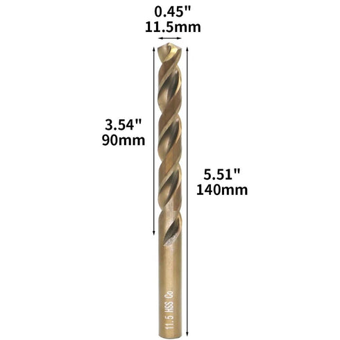 M35 Cobalt Drill Bit Set, 11.5mm, 5 Pieces for Hard Metals, Exceptional Heat Resistance