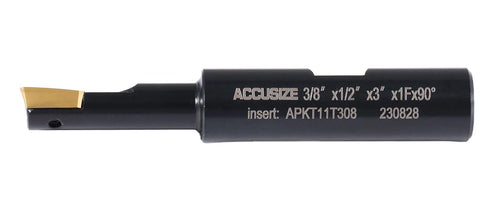 Accusize Industrial Tools 3/8'' 90 Deg Square Shoulder End Mill, 3'' Overall Length, Apkt11t3 Inserts, 1 Flute