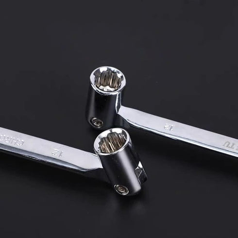 FLZOPSER 12mm Double Headed Rotary Hex Socket Head Open End Combination Spanner Wrench for Auto Repair