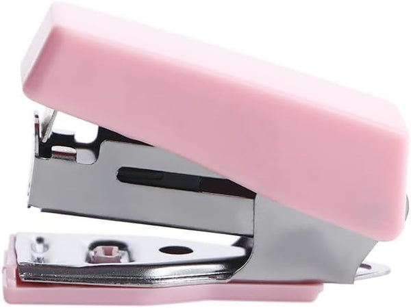 Pink Mini Stapler with Staples, Portable Binding Machine, Morandi Color Metal Stapler Set for Office