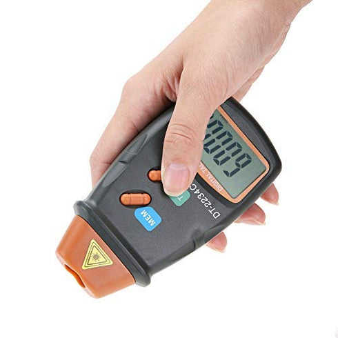 Tachometer RPM Tester, Handheld LCD Photo Laser Speed Gun, Digital Tachometer for Small Engine DT-2234C+
