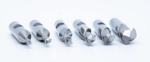 Single End 2 Flute End Mill Set - 6PCS with 3/8" Shank, Plastic Stand