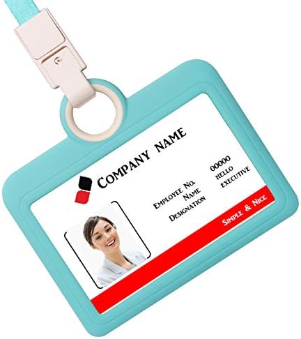 Badge Holder Silicone Horizontal ID Badge Card Holder with Lanyard Neck Strap for Business Card Offices Supplies