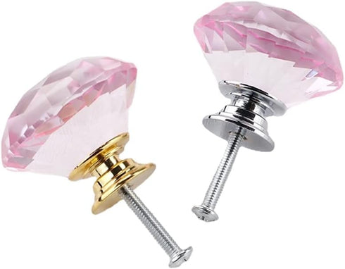 WenRan 40mm K9 Closet (1,Silver) Pink Diamond Crystal Pull Handle Simple Bedside Cabinet Drawer Handle Single Hole Pull