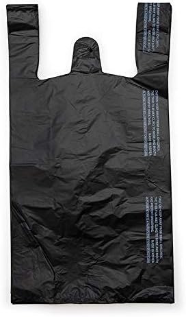 Platree (800 Count) 8" 4" 16", 14 (0.55 Small Black Plastic Embossed T-Shirt Bags, X X mic Mil), Retail Plastic, Bulk