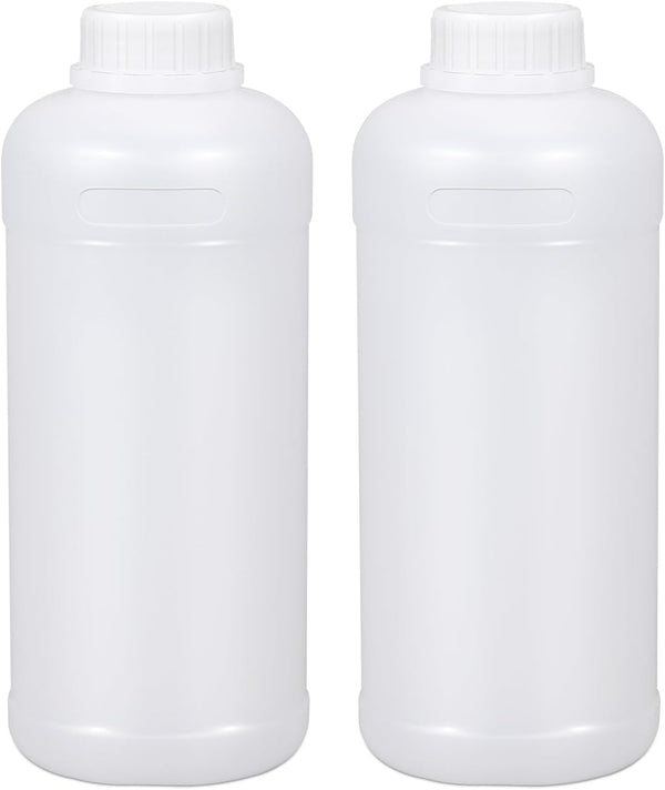 PE Plastic Food Grade Bottles - Wide Mouth Lab Reagent Container, Liquid/Solid Sample Storage (Translucent, 34oz)