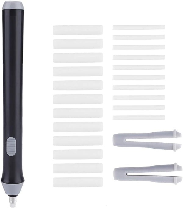 Electric Erasers - Battery Operated Automatic Portable Plastic Pen with 22 Replaceable Rubber Refills for Art, Sketch,