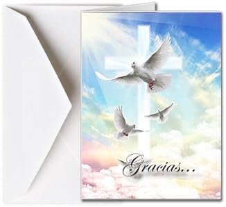 Amor Memorials Stationery (25 Count) FTKC1164 Funeral Memorial Service Thank You Cards with Envelopes Vuelo de Palomas