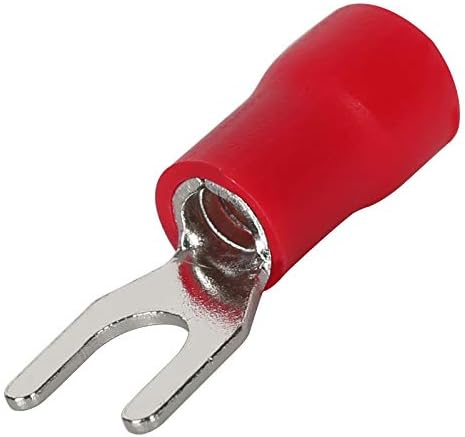 100Pcs Insulated Fork Spade Wire Connector SV1.25-3 Electrical Crimp Terminal U-Type 22-16AWG (Red)