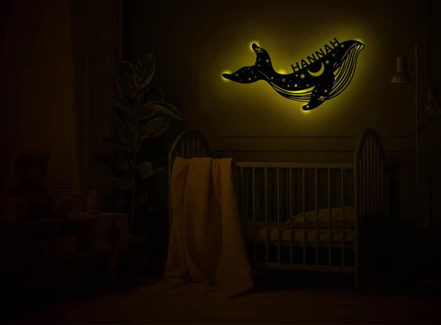 Slumber Light Personalized | Night Light for Baby and Child - Wooden Wall Lamp for Boys and Girls | Led Decoration Gift