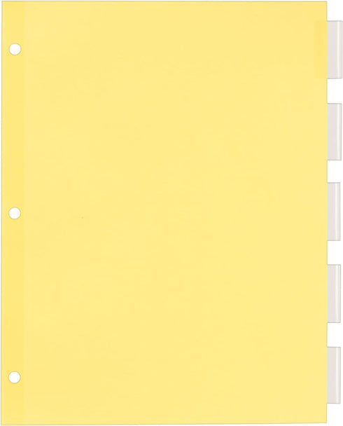Office Essentials Insertable Dividers, 8-1/2"x11", 5 Tab, Buff Paper, Clear Tab, 1 Set (11466)