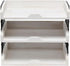 Elegant Designs HG1022-WWH Wood Desk Organizer, Home Office Mail Letter Tray with 3 Shelves, White Wash