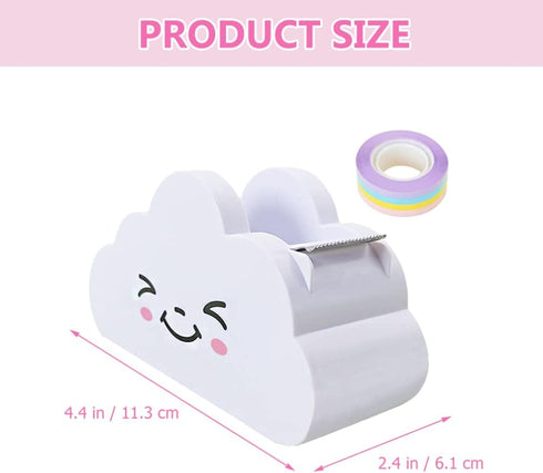 Office Tape Dispenser Desktop Tape Dispenser Cloud Shape Office Desk Tape Dispenser Cutter with Rainbow Tape Roll for Masking Washi Tape Home Office Supplies Tape Roll Dispenser by jojofuny
