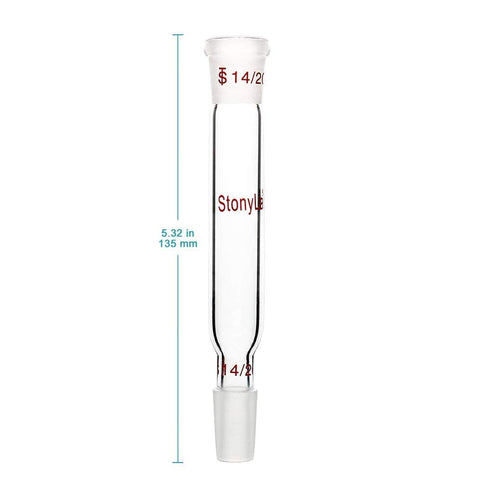 stonylab Glass Straight Connecting Adapter, 90mm from 14/20 Outer Joint to 14/20 Inner Joint for Laboratory Lab Supply, Borosilicate Glass