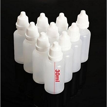 12 PCS 30ml 1oz Empty Refillable LDPE Plastic Squeezable Eye Dropper Bottles with Screw Caps and Plugs