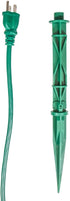 120V 6 6-Foot VOLT Outdoor Power Stake with Timer, Grounded Outlets & Extension Cord (Green) for Christmas Lights