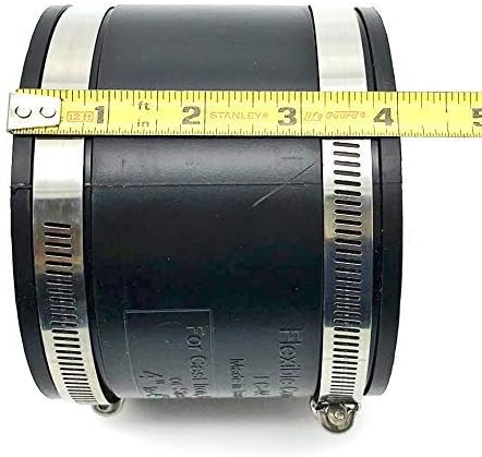 Flexible Rubber PVC Coupling with Stainless Steel Clamps, 4 inch, Black