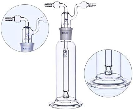 Lab Gas Washing Bottle Glass 500ML Vacuum Trap with Two Bend Tubes for Chemistry Lab Glassware Kit