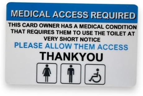 PAC Supplies Global Medical Urgent Toilet Access ID Card, Pink (Blue)