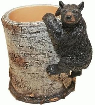 Black Bear Cub Climbing a Birch Pen Pencil Holder Cup, 4.25-inch
