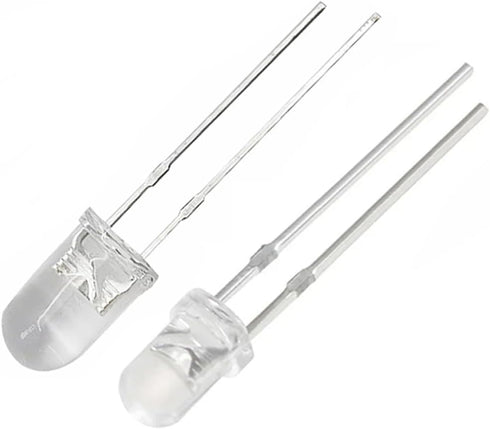 Vrabocry 100 pcs 3mm Warm White LED Diode Lights Clear Round Transparent DC