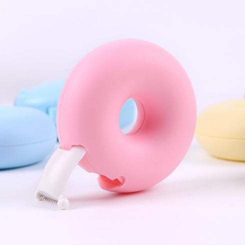 Tape Dispenser Mini Tape Cutter, Donut Shape Tape Cutter Box Case, Tapes Included for Home, School, Office Use