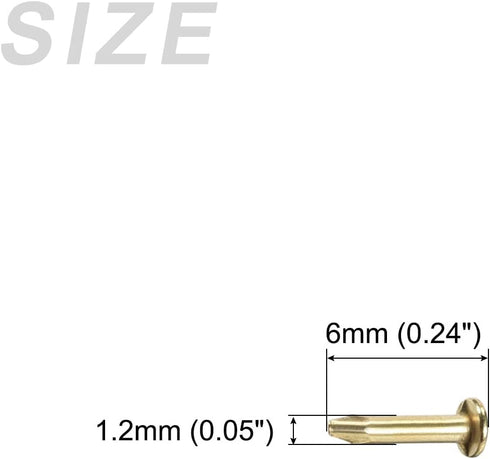 Small Nails (1.2x6mm) 200pcs, Carbon Steel Tiny Hardware Nails for Household Woodworking, Gold Tone