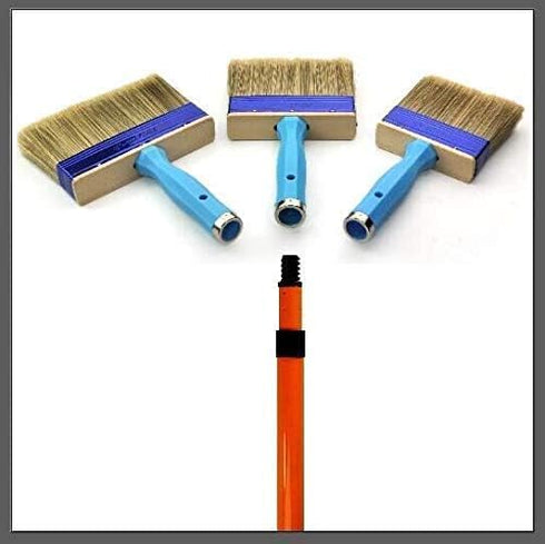 Heavy Duty Professional Stain Brush 3 Pack (4,5,6 inch) - Double Thick 1.18 inch Paint Brushes for Walls, Fence