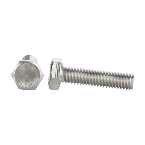 M6 x 20mm Hex Head Screw Bolts - Fully Threaded, Stainless Steel 18-8, Plain Finish, Quantity 25