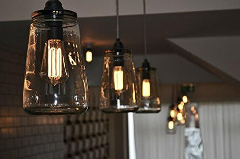 12-Pack Bulb 40W ST64 2200K E26 Dimmable Edison Light - Vintage Squirrel Cage Filament Amber Glass Incandescent Lamps