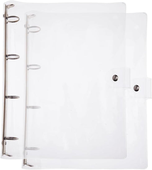 SUPERFINDINGS 2PCS Clear A4 Notebook Binder, PVC Plastic Covers, 4 Rings, Loose Leaf Binder, 12.4x10.4x1.18inch