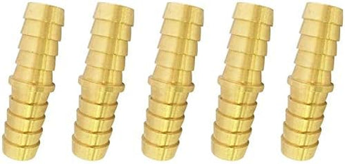 Brass Hose Barb Fitting, Splicer/Union/Mender, 5/16" Barbed Fuel Line Connector (Pack of 5)