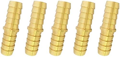 Brass Hose Barb Fitting, Splicer/Union/Mender, 5/16" Barbed Fuel Line Connector (Pack of 5)