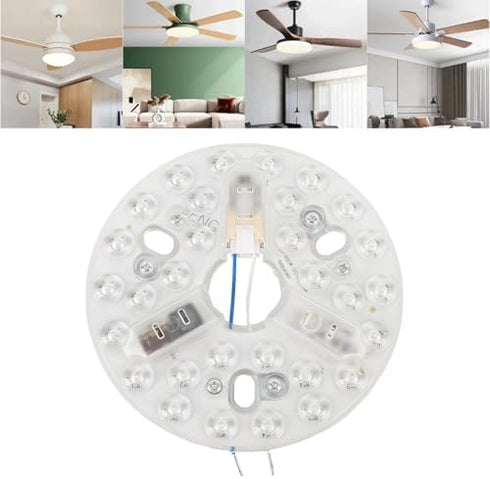 15W Dimmable 5.3 Inch 3CCT 3000K 4200K 6500K Hyuduo LED Ceiling Fan Light Retrofit Kit Round Aluminum PC for Pendant