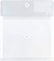 JAM PAPER Plastic Envelopes with Button & String Tie Closure & 2 Dividers, Clear, 12/Pack