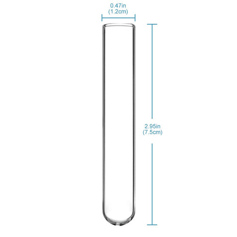 StonyLab 50 Pack Borosilicate Glass Round Bottom Test Tubes, 12mm OD X 75mm Length (Pack of 50)