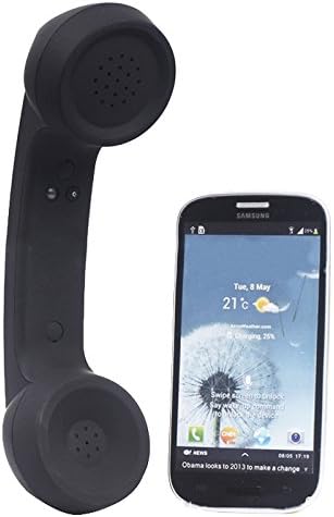 Wireless Retro Telephone Handset and Radiation-Proof Headset Receivers for Mobile Phone, Comfortable Call, Black