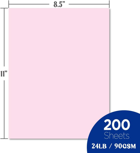 Veritas Color Copy Paper,Multi-Purpose paper,Colored Printer Paper 8.5” x 11”, 24 lb / 90 GSM,Pink,200 Sheets (1 Reams),Made in USA by WritePads