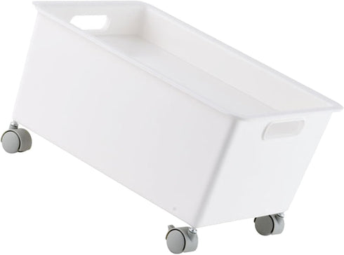 Cyrank 4 Rolling Crate, Portable Rolling Shopping Cart Movable PP Utility Crate Basket on Rotate Wheels for Clothes