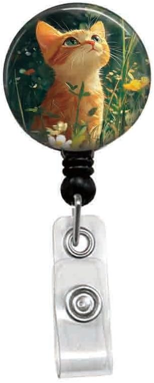 Generic Lovely cat Retractable ID Card Badge Holder with Alligator Clip, Name Nurse