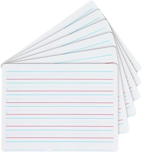 Two-Sided Primary Lined Dry Erase Boards, Non-Magnetic, 6 Boards
