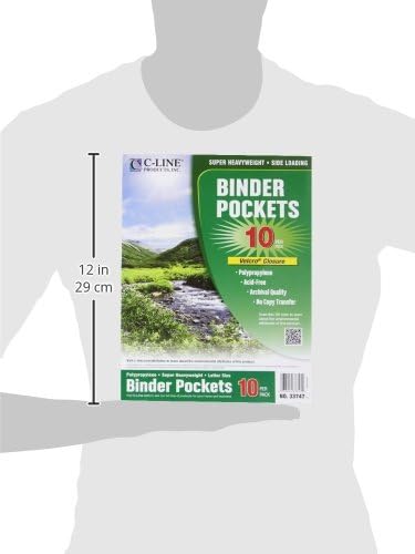 C-Line Biodegradable Acid-Free Poly Binder Pocket, 1-Inch Gusset, Clear, 10 Pockets