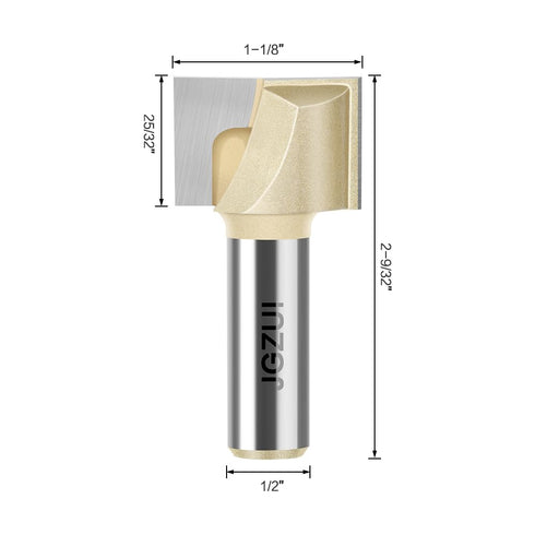 JGZUI 1/2inch 1-1/8"" (1/2inch 1-1/8"" Shank Router Bits, Diameter, Carbide Tipped Cleaning Bottom Bit for Surface
