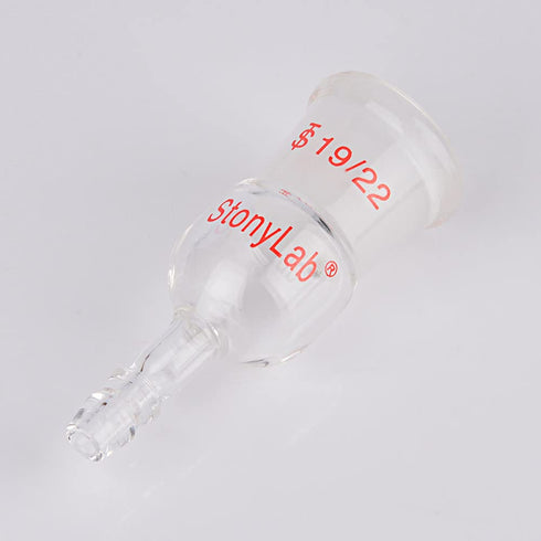 StonyLab Glass Straight Inlet Adapter with 19/22 Female Glass Joint and 8mm ID Hose Connection