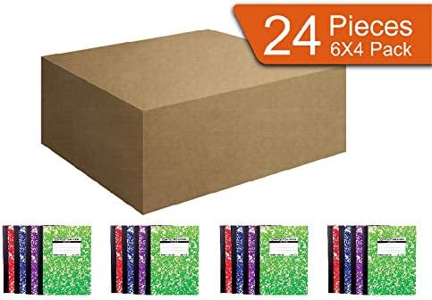 Mintra Office Composition Books, Assorted Marble Comp, Wide Ruled, 24 Units (6-4pks)