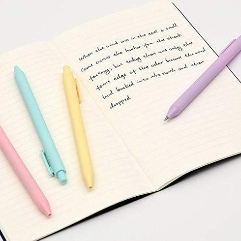 Kaco Pure Retractable Gel Ink Pens, 5-Pack Macarons Color, Black Ink 0.5mm Extra Fine Point