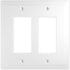 Questech Decor Double Rocker Light Switch Cover, 2-Gang Electrical Wall Plate, Decorative Bevel Edge, Bright White