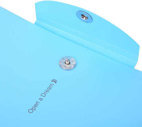 Expanding File Folders, Blue 5 Layer Document Folder, PVC Plastic Envelope with Magnetic Closure